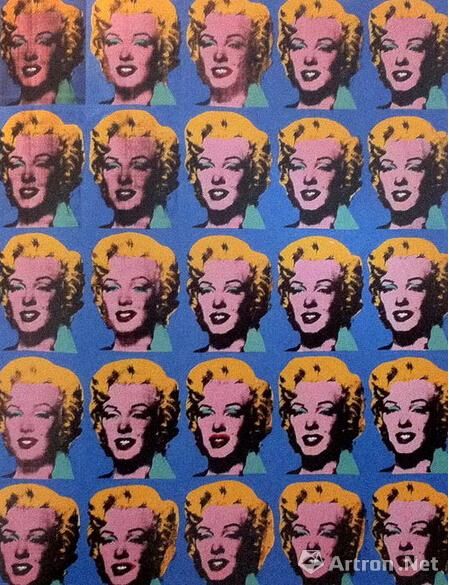 安迪·沃霍尔(Andy Warhol)《二十五个颜色的玛丽莲·梦露》，画布、丙烯，1962年。