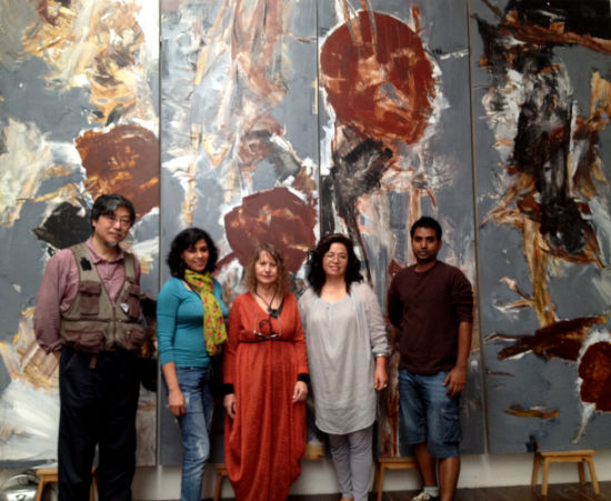中外艺术家交流、合影(Dhaneshwar shah 寿天，右一)2014年拍摄