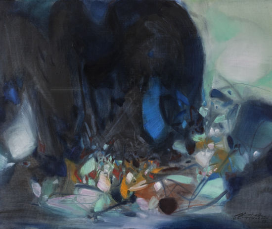 朱德群，《侵蝕》，1995，布面油畫，65×80cm。Chu+Teh-Chun,+Er...