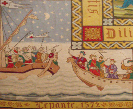 19世纪关于海上Lepanto战役的挂毯