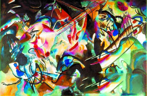 “热抽象”代表画家康定斯基作品《构成6号》