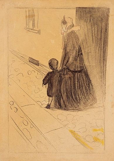 蒙克1890-1892年作品《童年回忆——大门外》