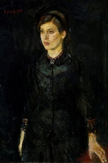 蒙克1884年作品《穿黑衣的英格·蒙克》