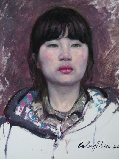 　王嫩油画习作《女子肖像》 　　50cm×60cm2001年