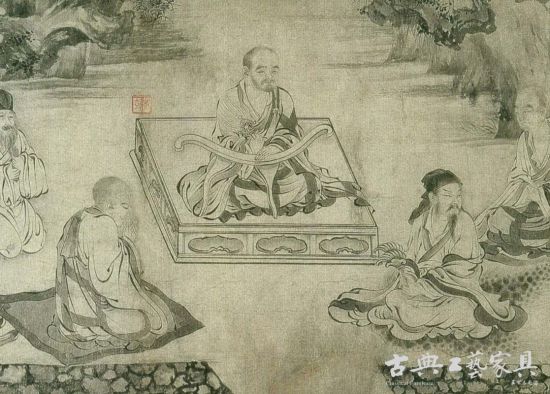 北宋  张激《白莲社图》，传世古画中有许多家具值得借鉴研究
