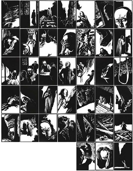 赵延年 　　狂人日记 　　纸本(蝉衣宣) 　　木刻版画 　　1985年作 　　版数：40/50。