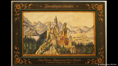 据称出自希特勒笔下的《新天鹅石堡》水彩画