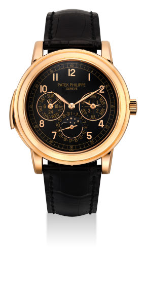 本场拍卖最高成交额之拍卖品：拍品编号2577 百达翡丽，型号5074。非常精细、极罕有及重要，18k