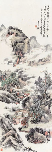 黄宾虹(1865-1955) 粤东屏翠 纸本立轴 1943年作 100×34cm
