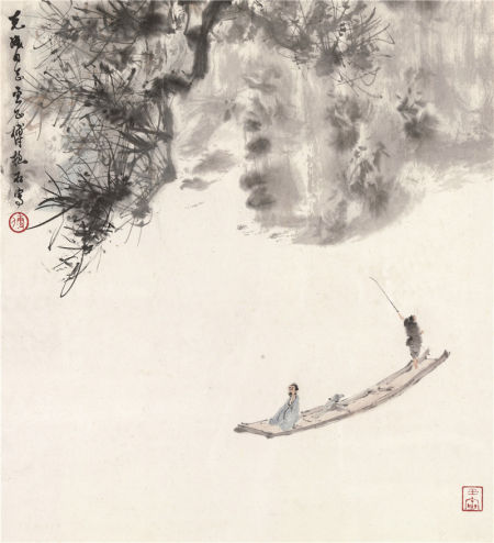 傅抱石(1904-1965) 泛舟图