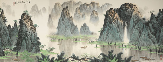 粉彩雪景薄胎大碗 五六十年代