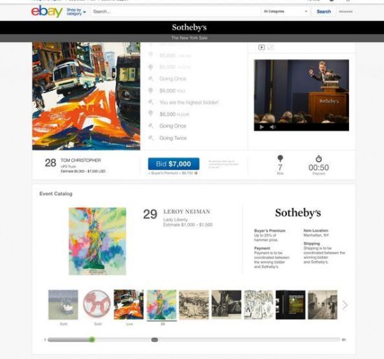 苏富比拍卖行推出网上竞拍。