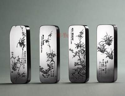 　13123 庞然 和田青玉籽料板桥画韵——兰梅竹菊套牌