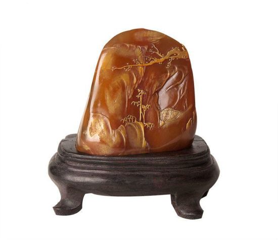 巴林石 人物风景摆件(拍品编号：1023)落槌价2000元