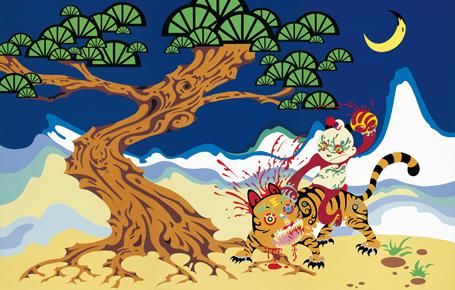 高瑀 2007年 《打虎》 300×150cm×3 北京瀚海拍卖有限公司 2008春季拍卖会 油画雕塑（二） 亚洲新艺术 RMB  1,120,000 高瑀，2004年首届新锐绘画奖铜奖作者。