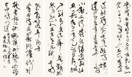 沈鹏 李白诗六屏 成交价：161万元