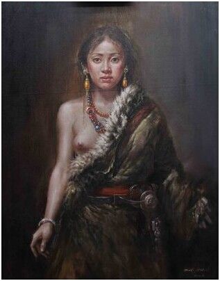 王志友《藏女》超写实原创布面油画