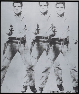 前10拍品之NO.1：安迪·沃霍尔，《猫王三重影》(TRIPLE ELVIS)，成交价8192.5万美元