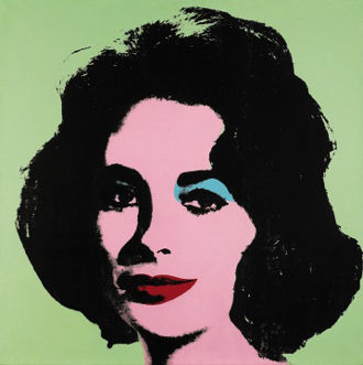 Andy Warhol, Liz #3 (Early Colored Liz)， 1963, silkscreen ink and acrylic on canvas, 40 by 40 inches。