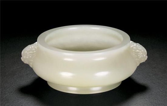 12363白玉双兽耳香炉 朱玉峰