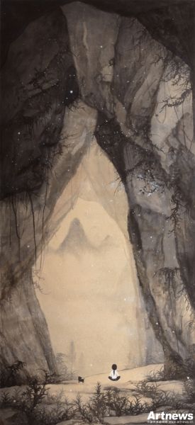 吴楠 记忆中的情境 水墨纸本 179x83.2cm 2013 预估价 HKD80000-120000