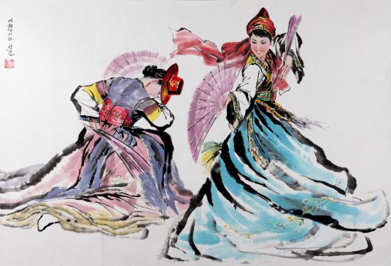 049 金孝明  《上升师团的结果》朝鲜国家展会入选作品,布面油画,117x174cm,1989年作