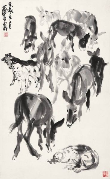黄 胄(1925-1997) 墨驴图 镜心 设色纸本 96.5×59.5 cm.RMB: 500,000-800,000