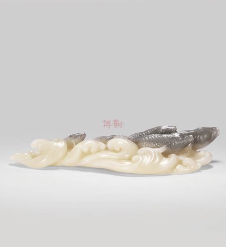 芙蓉石黑鲤文玩