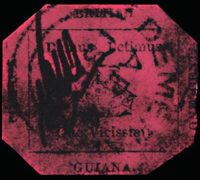 英属圭亚那面值1分珍贵洋红色邮票