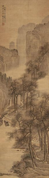 【李诂 仿关仝溪山行旅图】