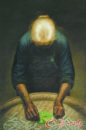 罗中立 春蚕（又名《母亲》）。