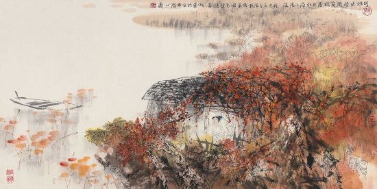 王明明《晚霞闲坐图》