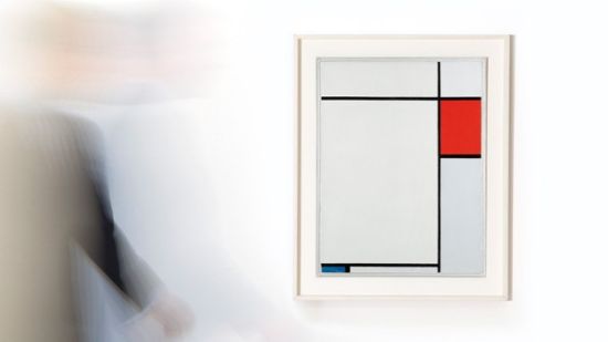 蒙德里安1927年作品《红蓝灰构图》