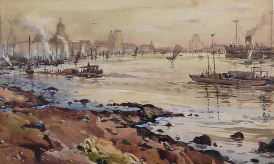 图16【哈定 《黄浦江上》】