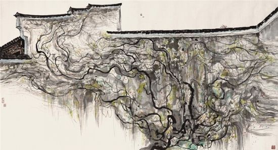 Lot 1296 吴冠中(1919-2010) 墙上秋色