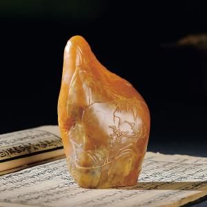 林文举作田黄石《寻梅图》薄意摆件  重123g