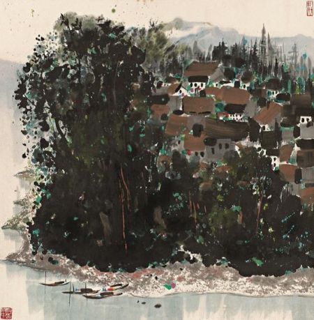 吴冠中(1919-2010) 《侗家村寨》