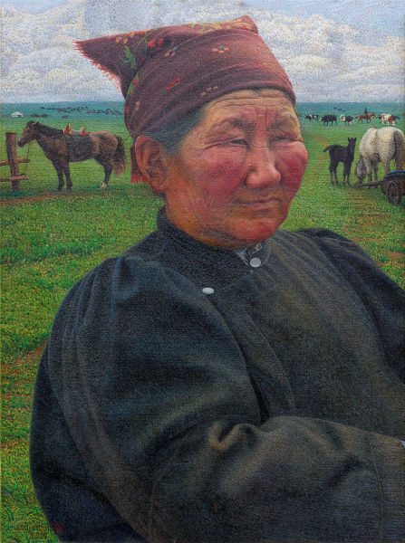 龙力游 河额伦妈妈 油彩画布 1996年 46.5×33.5cm