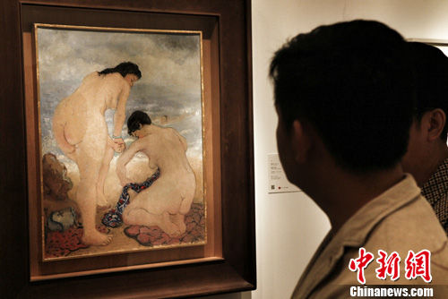 潘玉良美术馆级作品《海边三裸女》