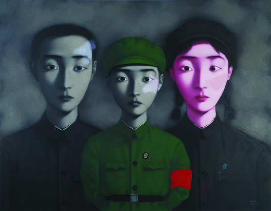 当代中国艺术家张晓刚之《血缘：大家庭3号》（估价：6,500万至8,000万港元／830万至1,030万美元）、