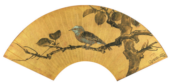 陈佩秋(b.1922) 秋叶小鸟 