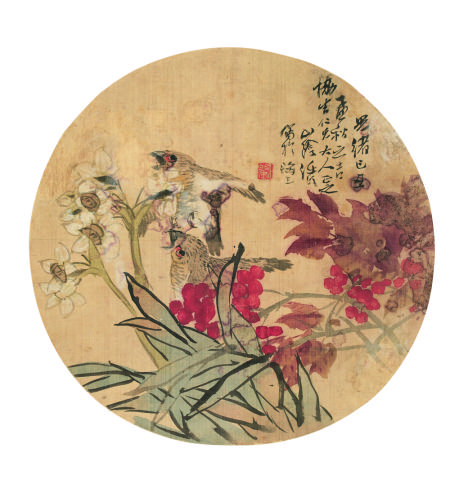 任伯年(1840-1896) 娇雀幽兰