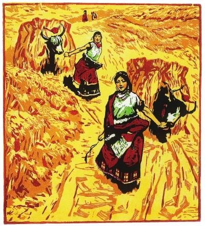 初踏黄金路 (版画)李焕民