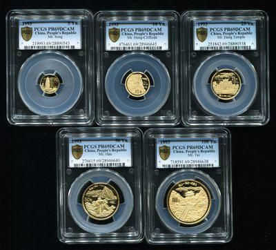 1993年拥有一片故土中国名胜精制金币五枚