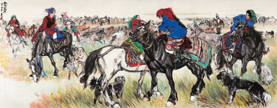 黄胄《欢腾的草原》1.29亿拍出