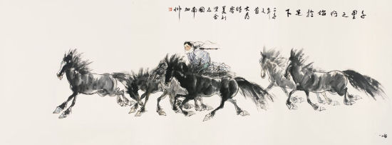 刘大为 千里之行始于足下 纸本设色 镜心 130×351cm 　　著录《刘大为书画集》P18-P19，嶺南美术出版社，2012年6月