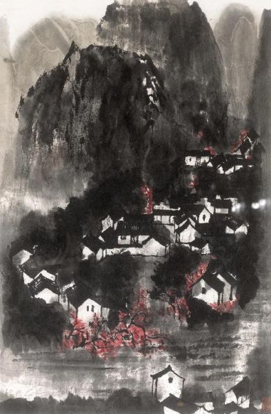 李可染《蜀山春雨》