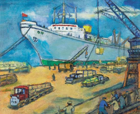 关良《上海港》 成交价：425.5万元