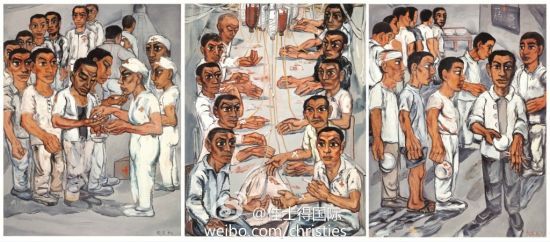 曾梵志 三联画《协和医院系列之三》 图片</p>

<p>　　此次香港佳士得秋拍专门在“亚洲二十世纪及当代艺术”板块中提炼出了“亚洲的时代，亚洲的画“主题，而作为焦点之一的晚间拍卖则以“亚洲现代艺术的黄金时期”为主题，亮相了一系列二十世纪引领东西方艺术浪潮交融的现代大师名作及当代艺术新锐的前卫创作。其中现代艺术大师的早期作品板块依然以赵无极、常玉的作品为主角。而全场最大的明星拍品则是50号拍品曾梵志的《协和医院系列之三》三联画。 该件拍品从6500万港元起拍便引起现场竞争激烈，最终一位电话委托者以1亿港元落槌价竞得，加上佣金则超过了1亿多港元。</p>

<p>　　(原标题：曾梵志作品再破亿)</p>
<!-- publish_helper_end -->
                 

					<div class=