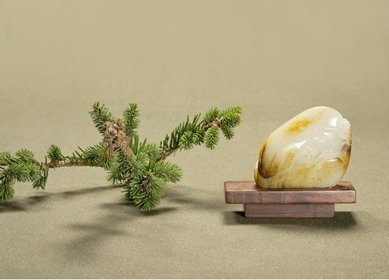 中国玉雕大师程磊作品 和田玉籽料松荫抚琴图山子